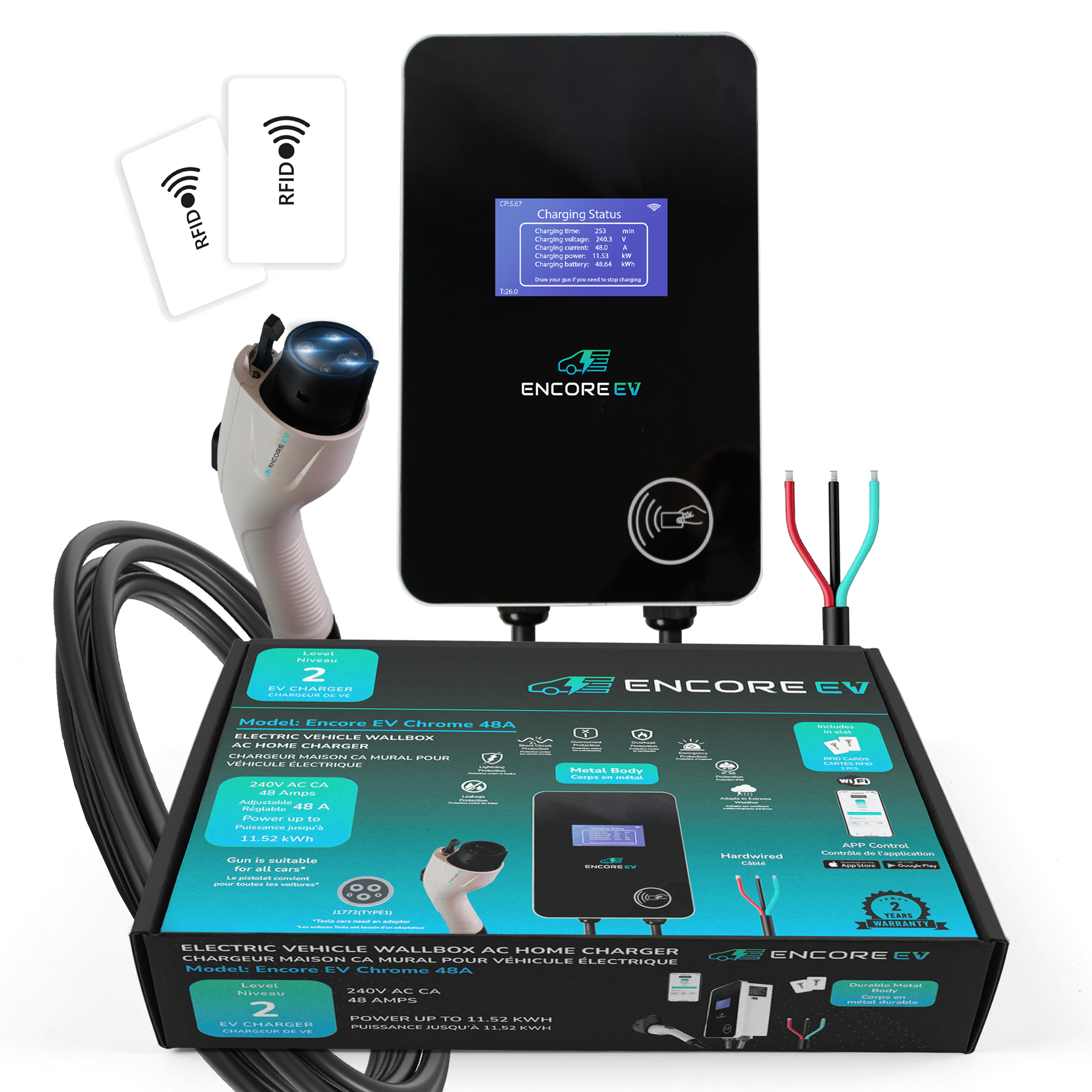 Encore EV Cobalt 48A Hardwired wall mount EV Charger